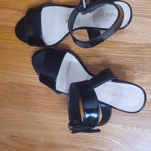 Nine West black patent sandals